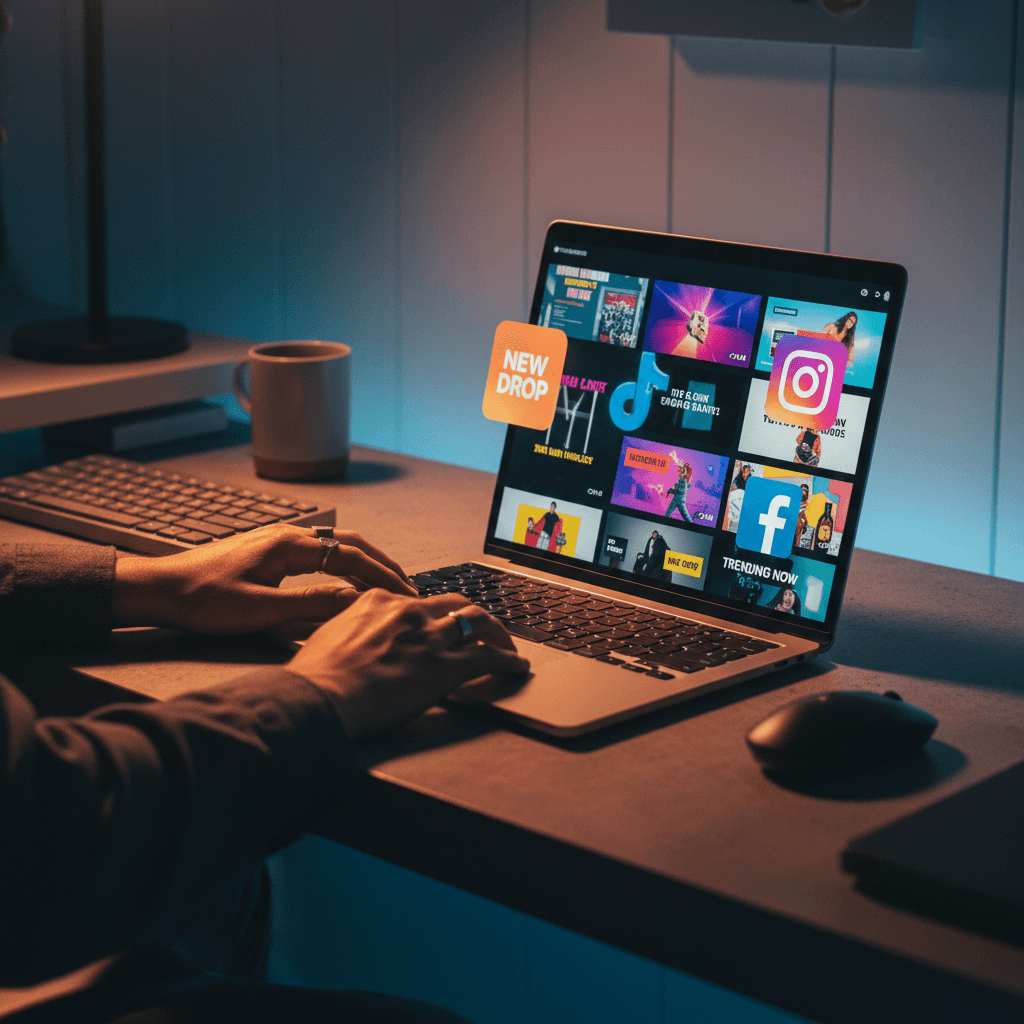 Designer working on social media video ads in digital studio